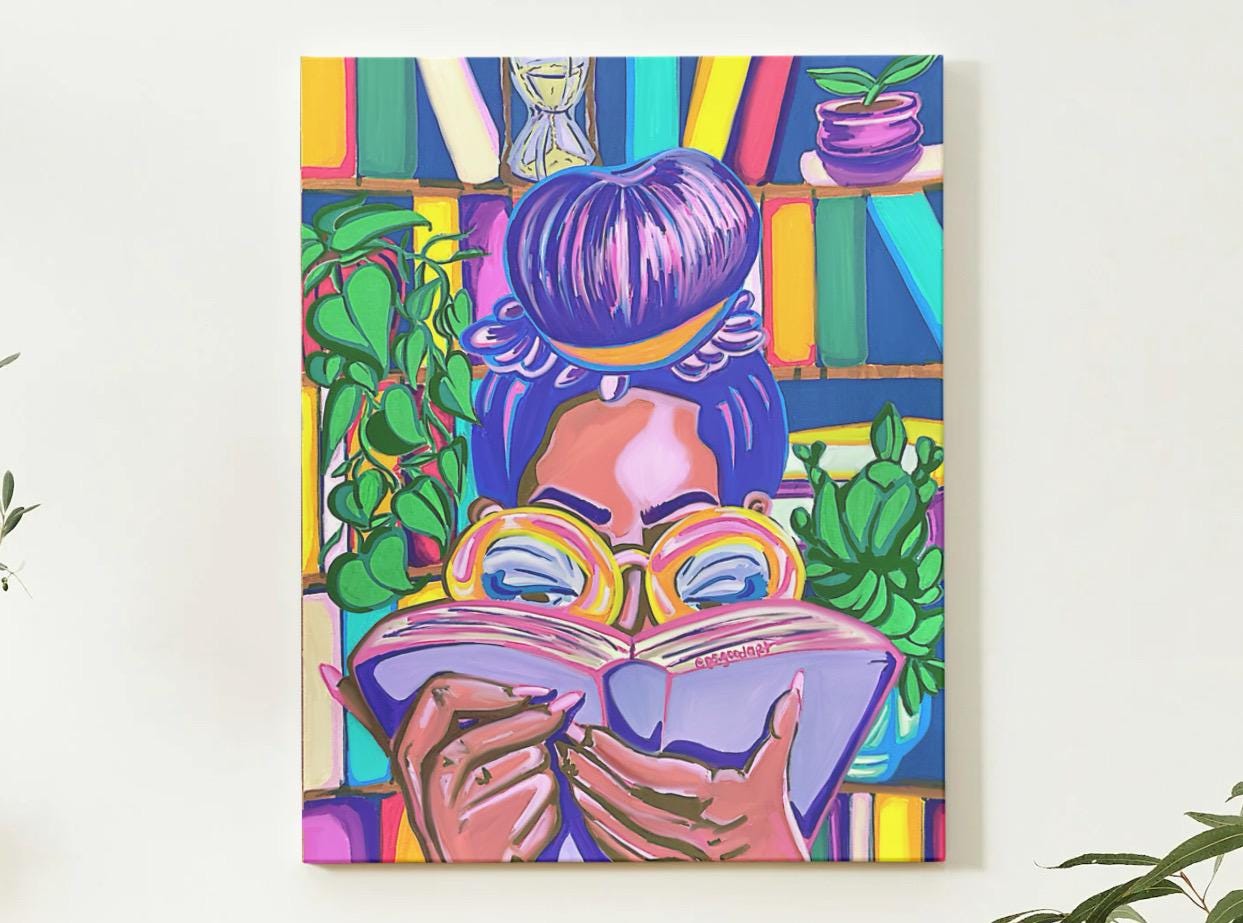 “Loc’d In A Good Book” 18x24 Canvas