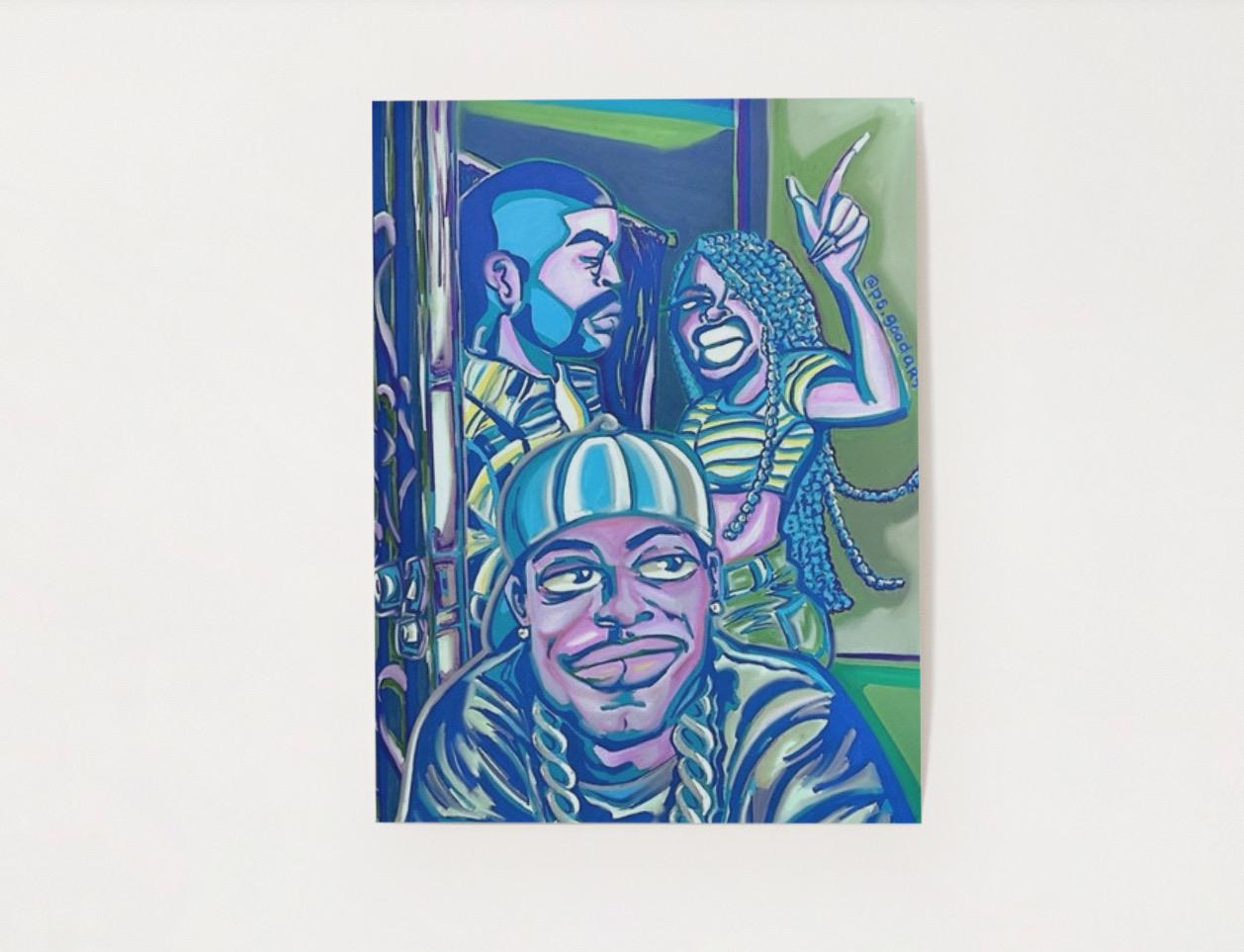 12x16” Wall Poster Art | “Who Is That Bih?” | Blue and Green Artwork