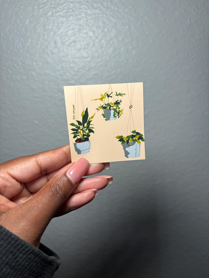 Hanging Plants Art | Junk Journaling | Deco Card