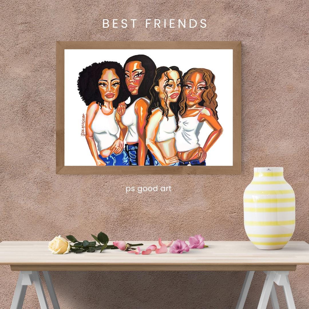 Girlfriends Sitcom Inspired Art Print | Black Women Friendship Wall Art (12x16")